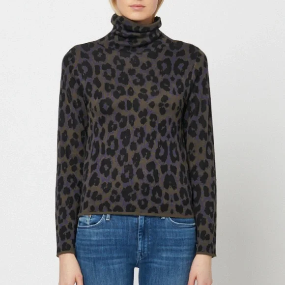 Leopard Print Turtleneck Knit Top - Picture 3 of 5